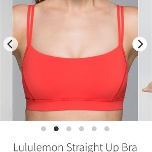 Lululemon straight up bra – alarming orange, size 6.  EUC.